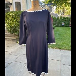 NWT Talbots navy sheath dress worn white piping